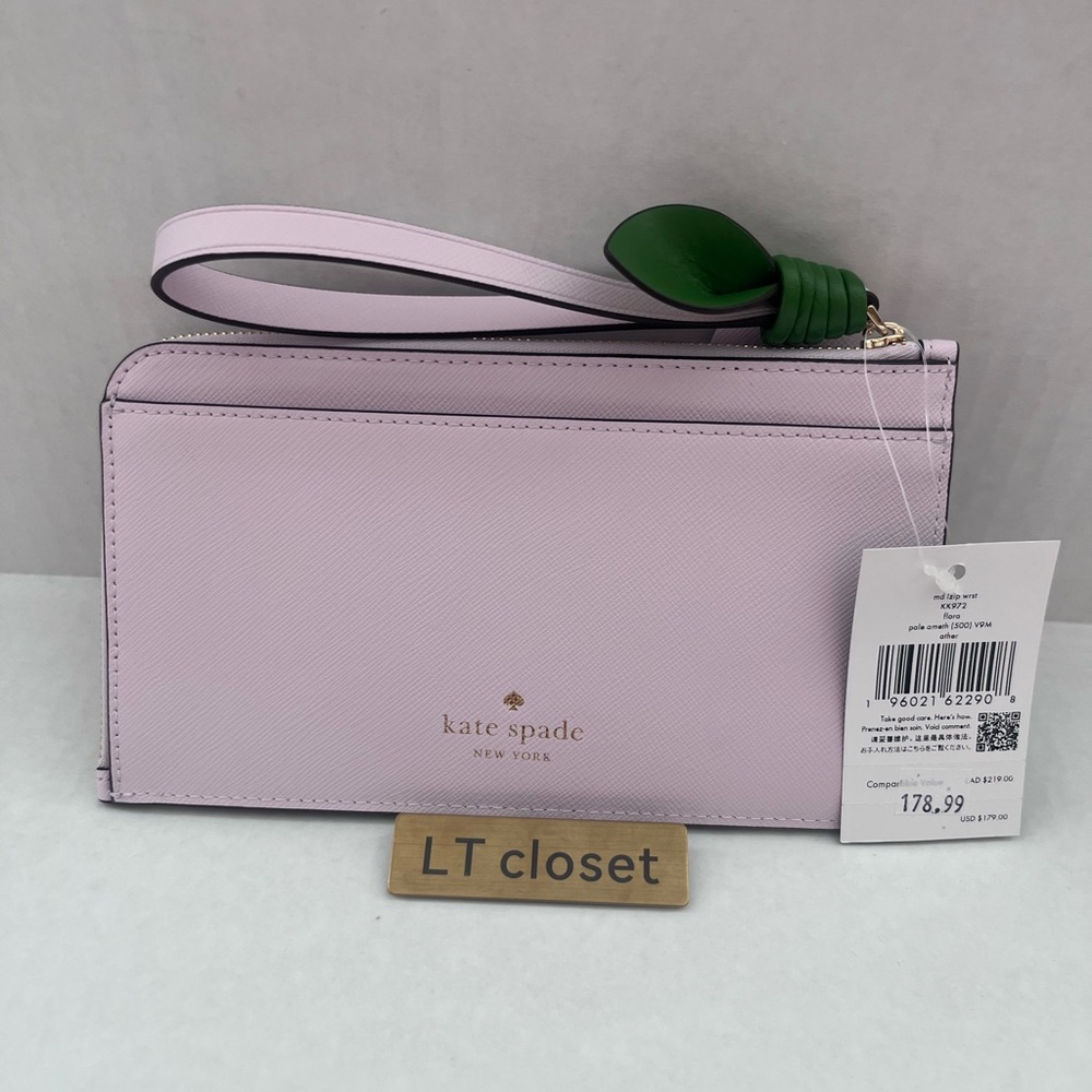Last one! New Kate Spade Flora Flower Medium L-Zip Wristlet # KK972 - Picture 4 of 9